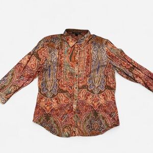 Vintage Lauren Ralph Lauren Multicolor Paisley Button up Long Sleeve Top Preppy